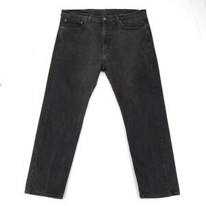 Levis 505 Jeans Mens 38x30 Black Stretch Denim Straight Leg Mid Rise WaterLess